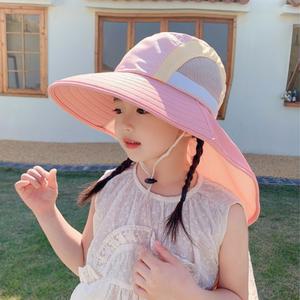 KC인증 키즈 배색 플랩캡 사파리 모자 물놀이 수영장 야외 유아 어린이 벙거지 챙모자 5color