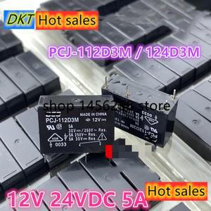 로트 (10 개) 100  TE OEG PCJ-112D3M PCJ-124D3M PCJ-105D3M 3A 5A 5VDC 12VDC 24VDC 4 핀 전원 릴레이