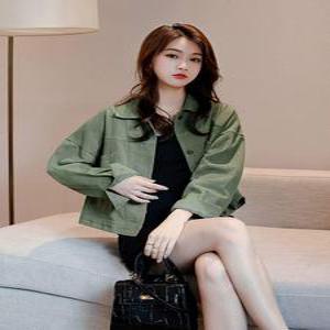 크롭청자켓 크롭 데님 긴팔 퍼프 루즈핏 진청 벌룬