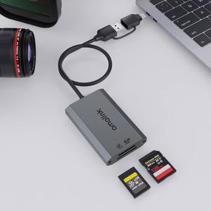 CFExpress 타입 A & SD UHS-II USB3.2 GEN2 카드 리더, 아말링크 듀얼 슬롯 메모리 리더 어댑터. USB A/USB C 커넥터 포함. 및 SD4.0 지원