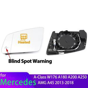 메르세데스 벤츠 호환 A 클래스 A 클래스 W176 A180 A200 A250 AMG 13-18 용 가열 사이드 미러 유리 렌즈