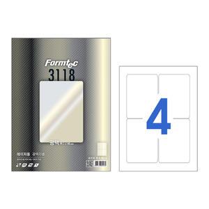 폼텍 LB-3118 광택 레이저용 스티커 A4 라벨지 4단 100매