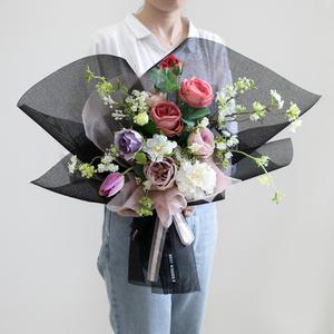 장미 조화 꽃다발 컬러풀럭셔리 55cm 인테리어 꽃 선물 장식 기념일 졸업식 발표회 학예회