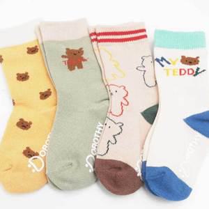테디 베어 중목 4족 세트 곰 곰돌이 아동 어린이 유아 키즈 아기 양말