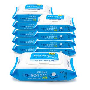 티엔씨 물걸레청소포 표준형 30매 10개 / 양면 사용 가능, 두툼함 엠보싱