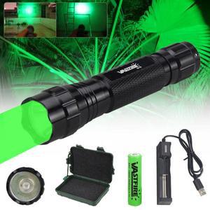 5000LM Led 사냥 손전등 전술 녹색빨간색 무기 조명 야외 캠핑하이킹사냥 토치  18650 충전기
