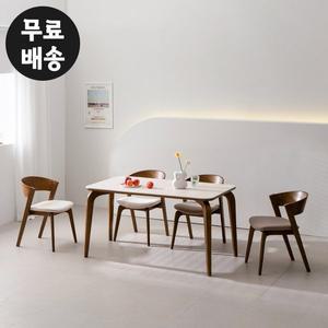 [벤티스가구]솔데 세라믹 고무나무 원목 4인용 식탁세트 고급 주방 가정용 모던 디자인