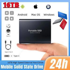 16TB 고속 외장 하드 드라이브 SSD USB 3.0 Type-C 인터페이스 디스크 솔리드 스테이트 대용량 저장 장치 (