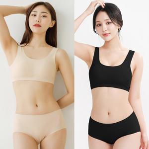 고아라 여성 무봉제 브라 팬티 세트 쿨 래쉬가드 이너 스포츠 심리스 누디 수영복 스킨 블랙 주니어 B5491S