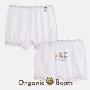 인증받은 진짜 오가닉 국내제조 무형광 오가닉 힙포인트 컵토끼 여아 사각 팬티 90호