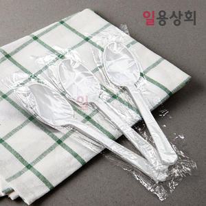 일회용 숟가락 CI 176mm 완전 개별포장 낱개포장 500개 백색