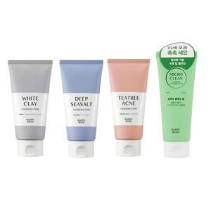 해피바스 화이트 클레이/ 티트리 아크네/퍼펙트 딥씨솔트/마이크로 솝베리 클렌징폼 150ml 4종중 선택