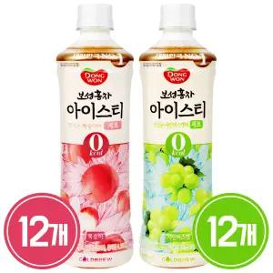 동원 보성홍차 아이스티 제로 500ml 복숭아 12개 + 샤인머스캣 12개