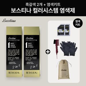 보스티나 순수 저자극 3분 셀프 새치 염색약 다크브라운 110ml 2개 + 빗 장갑 트리트먼트