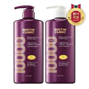 [엘지생활건강]엘라스틴 비오틴클리닉 맥주효모 샴푸 1000ml+컨디셔너1000ml