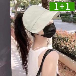 1+1 넓은챙 포니 버킷햇 여성 여름 벙거지모자