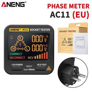ANENG AC10/AC11 소켓 감지기 미국/EU/UK 플러그 접지 제로 라인 극성 위상 테스터 스마트 디지털