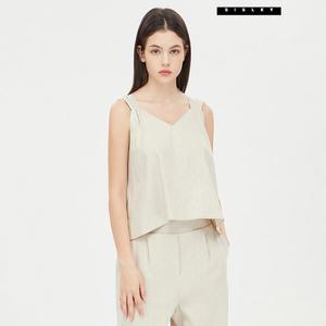 [시슬리] 마야 브이넥 슬리브리스 블라우스 SAWSC9531