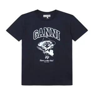 [가니]GANNI T4138 252 마녀 로고 프린트 여성 반팔티