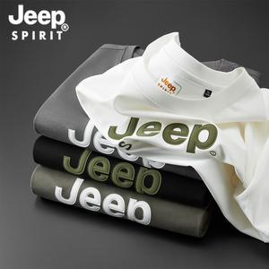 JEEP SPIRIT 여름 남성용 반팔 티셔츠 라운드넥 프린트 통기성 캐주얼 티셔츠