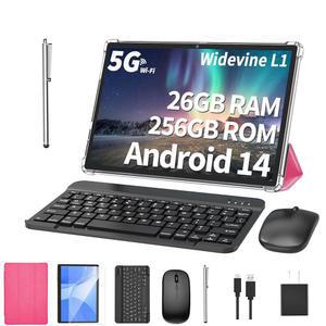 키보드, 26GB RAM, 256GB ROM(1TB 확장), 10.1인치 Android 14 태블릿, 8000mAh 배터리, BT 5.0, GMS 인증,