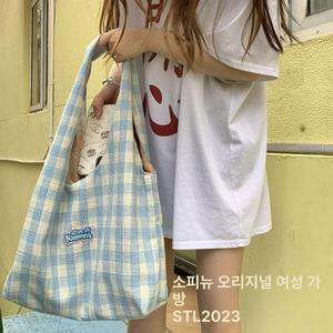 여성 체크무늬 캔버스 토트백 여성가방 미니토트백 미니백 핸드백