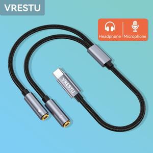 유형 C-듀얼 3.5mm 여성용 마이크 헤드폰 USB-C 외부 사운드 카드 스테레오 오디오 어댑터 노트북 Macbook