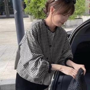 밀러 벌룬 소매 체크 셔츠_d