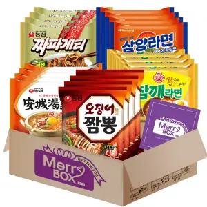 메리박스 봉지라면 20개 2호 안성탕면4+참깨4+오징어짬뽕4+짜파게티4+삼양4
