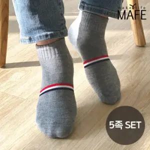 메이프 남여 베이직 무지 학생 스니커즈 발목 양말 5족세트