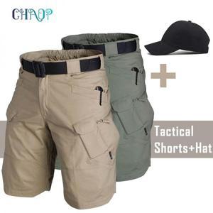반바지 남자 여름 팬츠 남성 카고 전술화물 Shortpants 5XL 브랜드 멀티 포켓 짧은 바지 모자와 야외 사냥