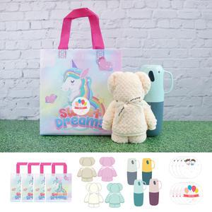 [4세트]유치원 어린이집 생일 고리 수건 대+칫솔케이스+유니콘 타포린 가방(소) 어린이날 학교 단체 선물