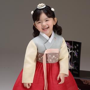 QT825-채린홍 여아 아동한복