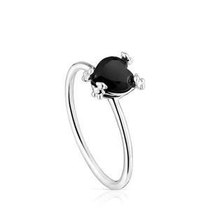 [TOUS]토스 실버 컬러 하트 링 위드 오닉스 /Silver Color Pills Heart Ring with Onyx/12호/311965570