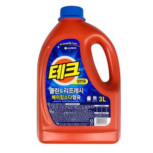 officeseller 세탁 세제 액상 일반용 테크 클린 리프레시 베이킹소다 3L 캡 세탁세제