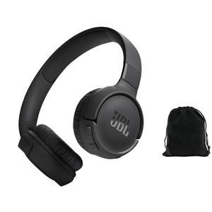 JBL TUNE 525BT 무선 오버이어 헤드폰 U2013 깊은 베이스와 끊김 없는 연결성을 경험하세요 - 57H 배터리 수명 고속 충전 블루투스 5.3 저장 파우치 검은색 TUNE525BT-파우치 포함