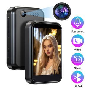 MP3 플레이어 블루투스 5.4 휴대용 HIFI 음악 플레이어 스피커 내장 터치 스크린 MP3 워크맨 비디오 재생 FM 녹음기 카메라