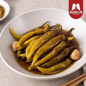[마녀바스켓]밥반찬 밥도둑 아삭한 간장고추1kg + 알마늘장아찌1kg