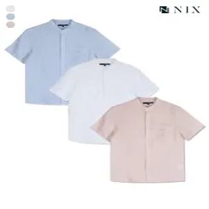 [닉스][NIX]남) 린넨 레귤러핏 헨리넥 반팔 셔츠(FNPMCSH102P)