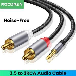 Rocoren RCA 케이블  앰프용 3.5 잭-2 수 오디오 와이어  HiFi 스테레오 홈 시어터 스피커 코드  3.5mm-2RC