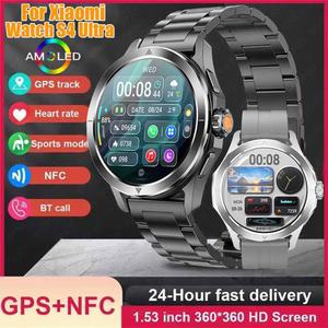 2025 Xiaomi S4 울트라 스마트 시계 남성용 AMOLED 야외 스포츠 NFC GPS 나침반 심박수 방수 블루투스 통화 팔찌