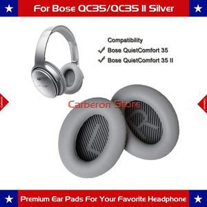 헤드셋 호환품 보스 호환 QC35/QC35 II 헤드폰용 교환형 이어 패드 쿠션 QC35 스크림 'L 및 R' 포함 (실버