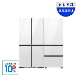 [으뜸효율]삼성 비스포크 키친핏 냉장고 김치냉장고 세트 RM70F63R2W+RQ33DB74C1AP 클린 화이트