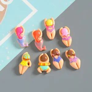 여름 바다 장식 미니어처 수영하는사람파츠