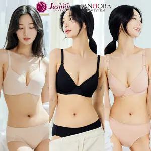 비비안 편한 노와이어 브라 팬티 세트 여름 빅사이즈 홑겹 레이스 브래지어 보정 여성 속옷