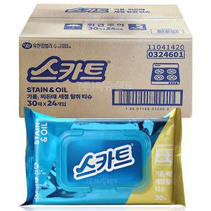 스카트 기름 찌든때 세정 탈취 티슈 30매 x24팩