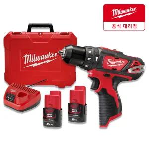 밀워키 M12 BPD-202C 12V 해머드릴 2.0Ah 배터리2개