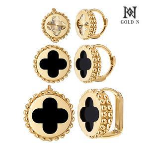 14K 18K 엠보 클로랑 천연오닉스 컷팅 귀걸이 6mm 8mm 12.5mm