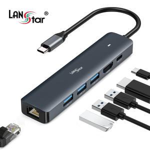 랜스타 USB C타입 HDMI 랜카드 PD충전 6 in 1 멀티 허브 LS-U31MHS