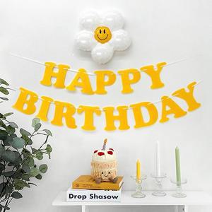[파티아일랜드]해피벌스데이 펠트 가랜드 옐로우 생일축하 이벤트